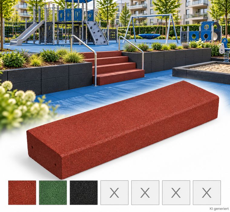 Rubber block steps 100x30x15 in red, green, and black